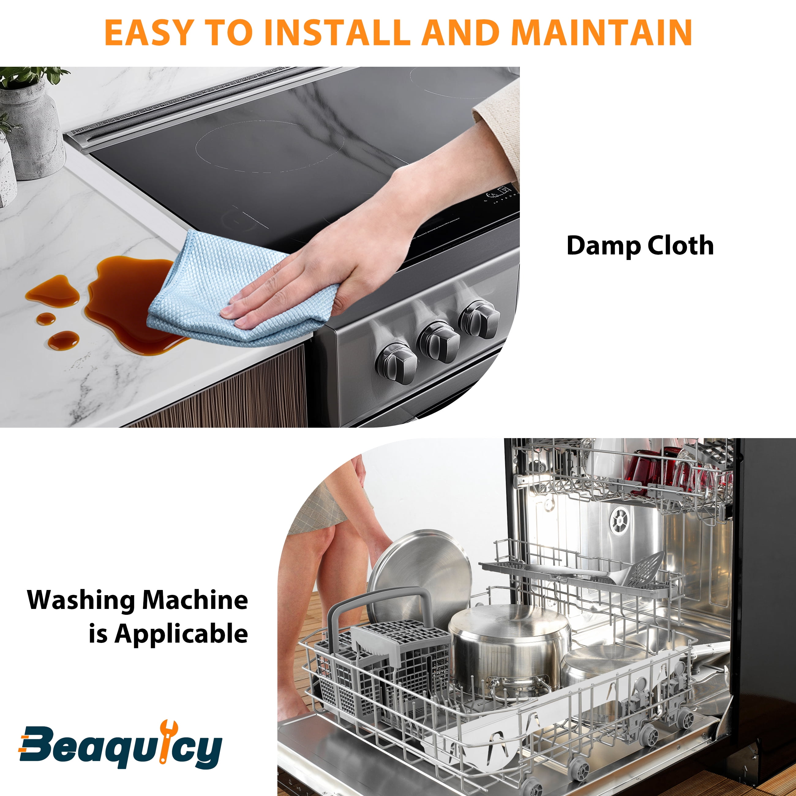 Beaquicy Stainless Steel Stove Gap Cover  for Kitchen Heat Resistant Stove Counter Guard Cover,2 Pack
