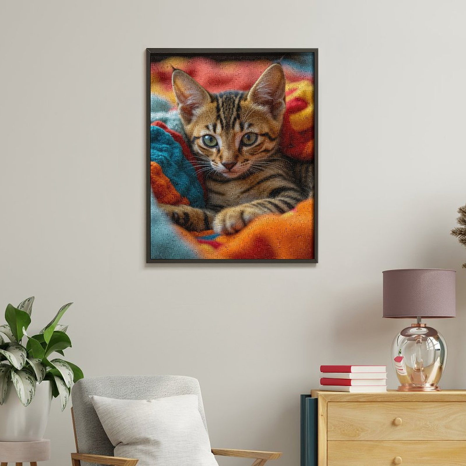 Paint By Numbers Kit for Adults Beginner - DIY Adorable Kitten Colorful Blanket Canvas Painting Kits for Adults, Frameless Paint By Number for Adults for Home Wall Decor 16x20 Inch