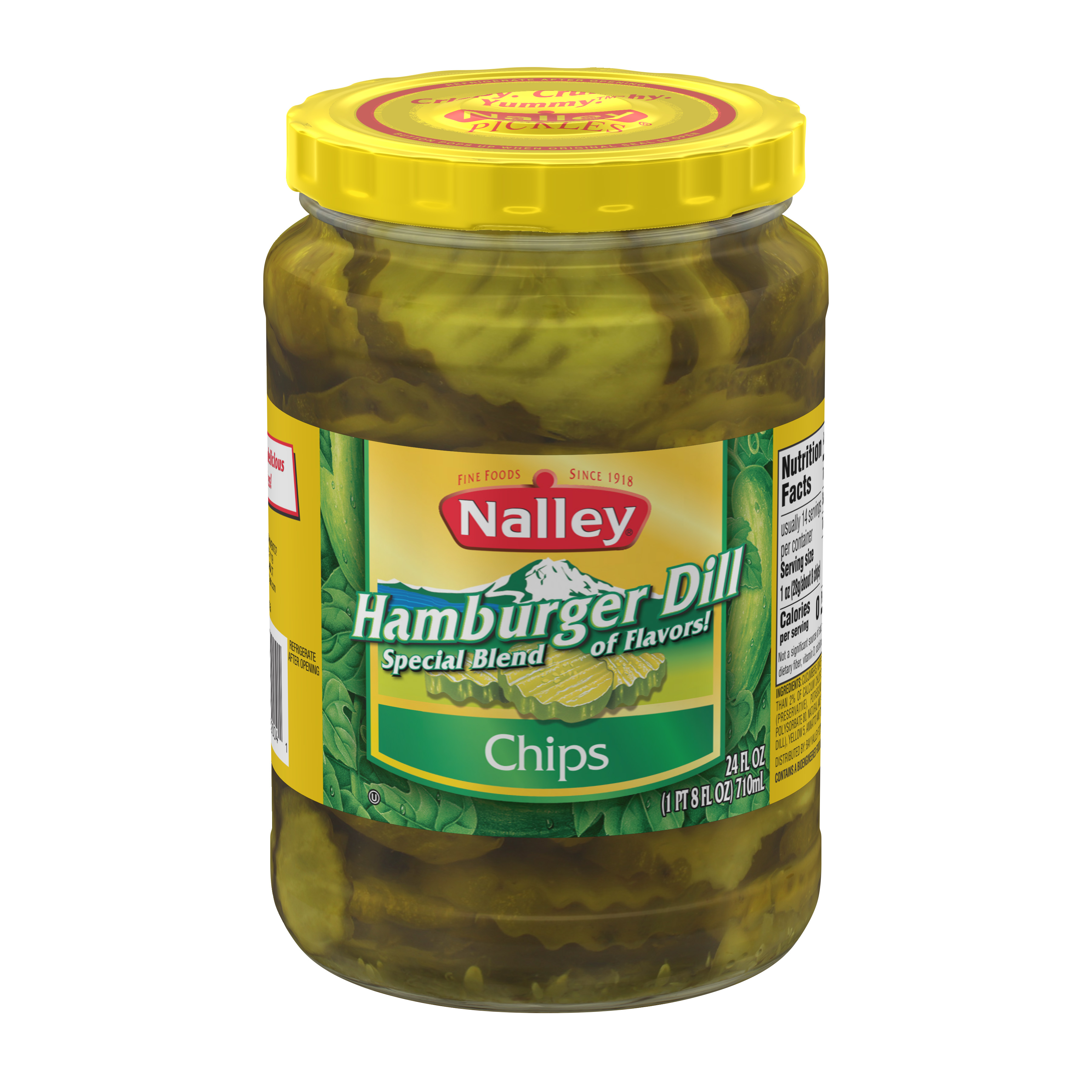 NALLEY 24 FL OZ HAMBURGER DILL PICKLE CHIPS 3/16 CRINKLE CUT