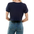 thumbnail image 4 of Women's Boxy Crop Top Round Neck Short Sleeve Casual 100% Cotton Cropped Tee T-Shirt (Medium, Navy), 4 of 9
