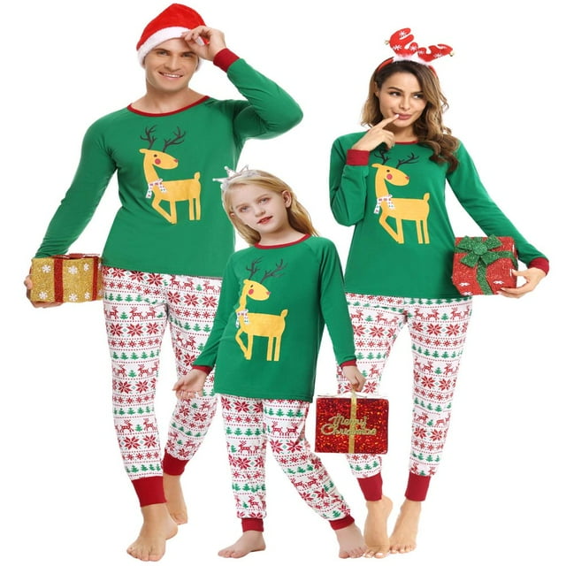 Family Pjs Red Holiday Family Matching Deer Pajama PJ Sets Family Christmas Pjs Matching Sets