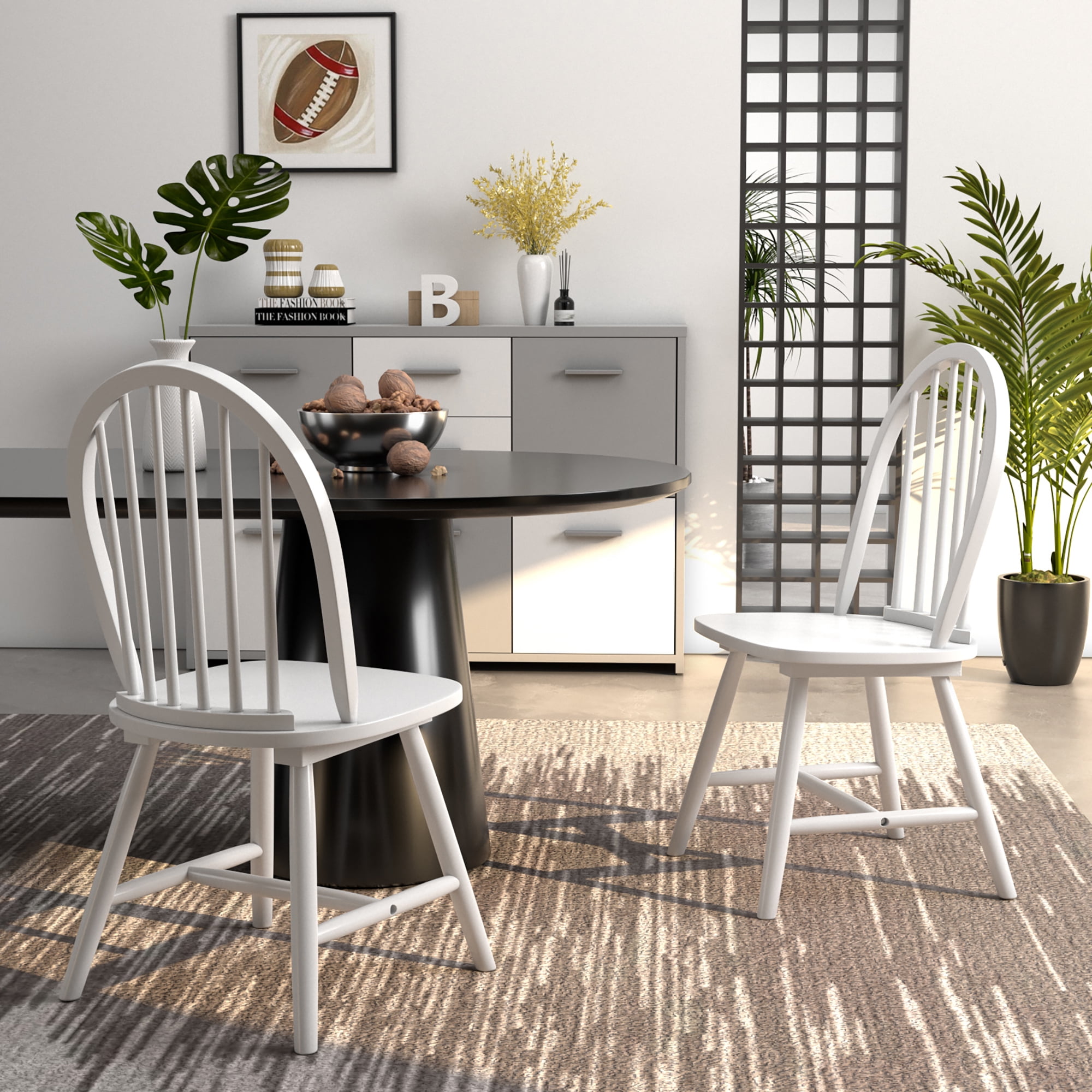 しろくま USA Windsor chair Costway Set of 2 Wooden Country Kitchen Windsor Dining Side