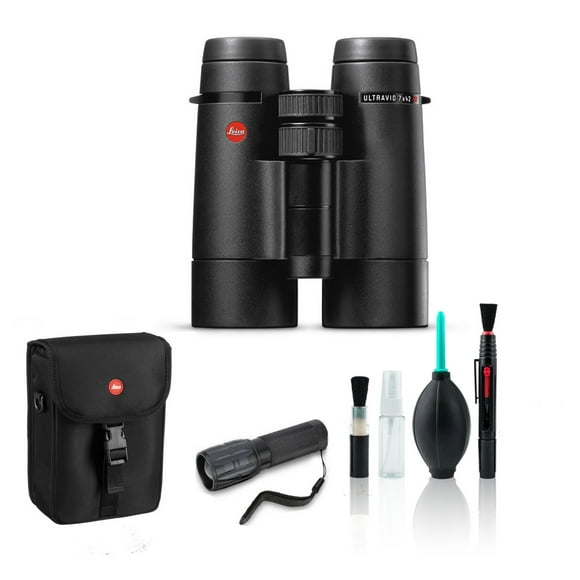 Leica 7x42 Ultravid HD-Plus Jumelles Étanches Jumelles 40092 - Ensemble avec Trousse de Nettoyage et Lampe de Poche