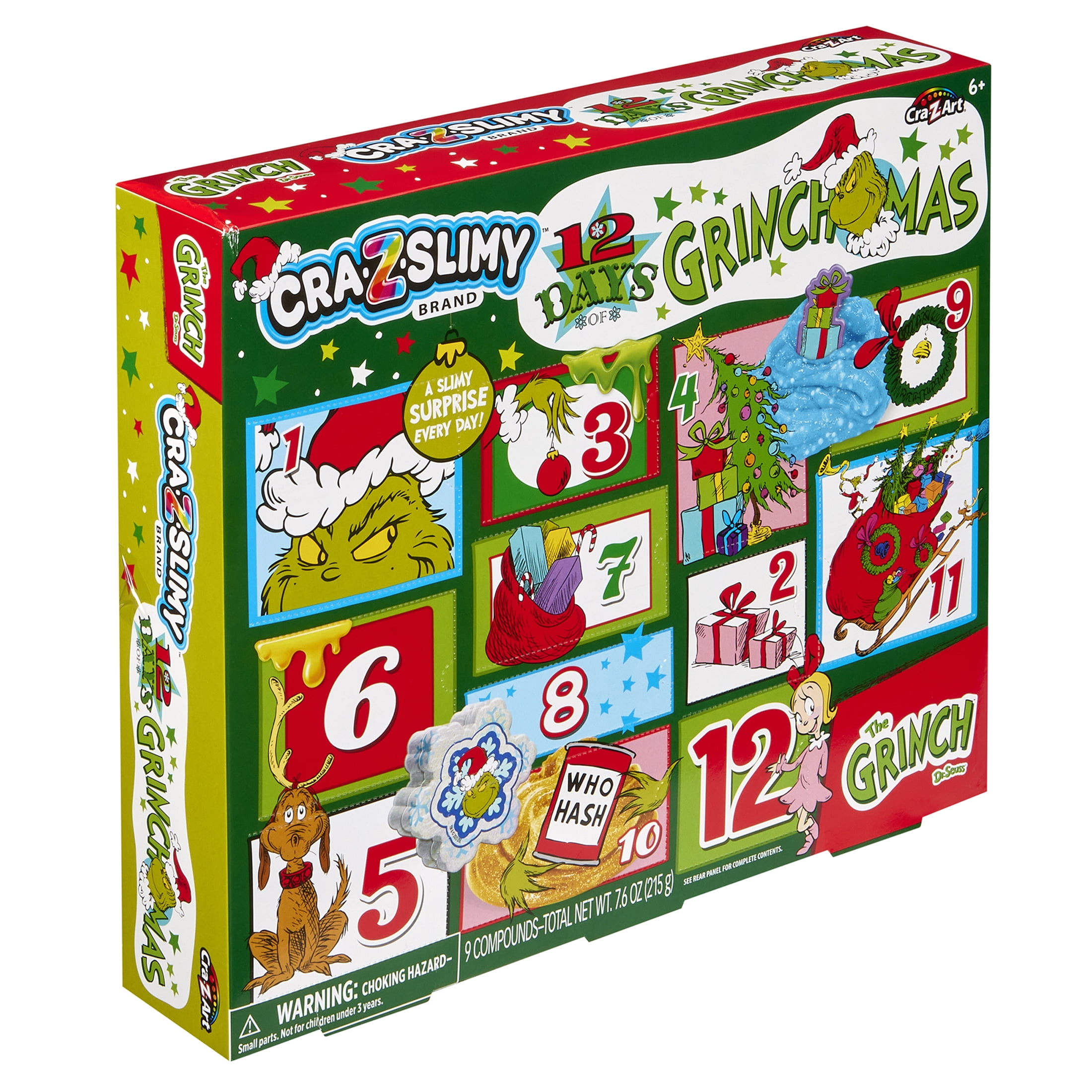 Grinch 12 Days of Grinchmas 2025 Advent Calendar – Cra-Z-Slimy Holiday Slime Toy Set with Surprise Slimy Fun Each Day by Cra-Z-Art