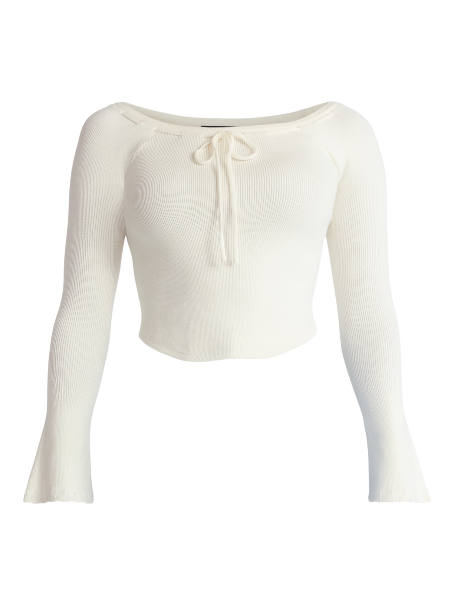 Madden NYC Women's Ribbon Top with Long Sleeves, Sizes XXS