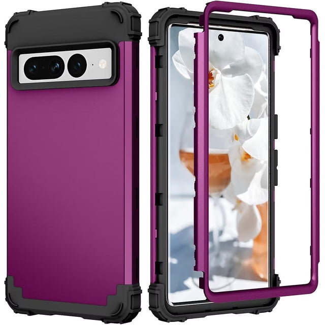 3 In 1 Shockproof Case Compatible Google Pixel 7 Pro/ Pixel 7 Rugged Armor Fall Resistant Heavy Duty Cover