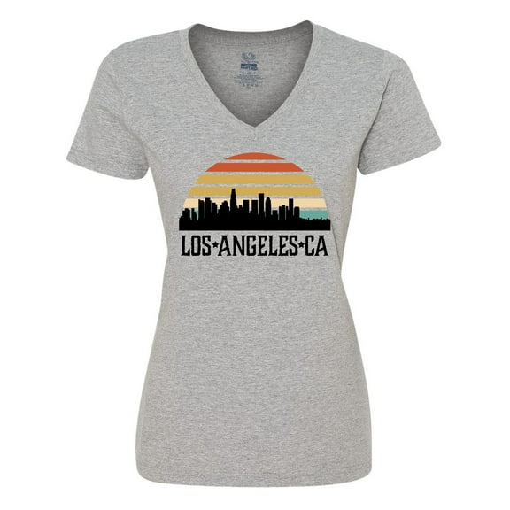 Inktastic Los Angeles California Skyline Retro Women's V-Neck T-Shirt
