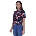 thumbnail image 2 of Moomaya Haut Court Imprimé pour Femmes Été Décontracté Col Zippé Tee T-Shirts, 2 of 7