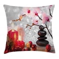 thumbnail image 1 of Spa Decor Throw Pillow Cushion Cover, Winter Christmas Theme with Pink Orchid Stone and Red Candles Image, Decorative Square Accent Pillow Case, 20 X 20 Inches, Red Pink Black and White, by Ambesonne, 1 of 2