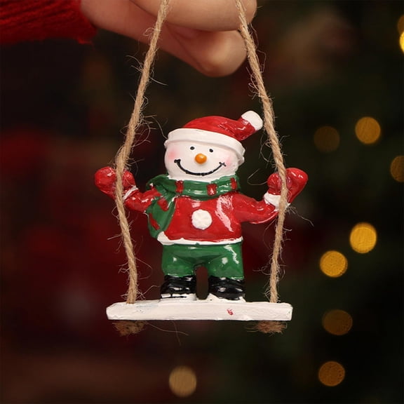 Christmas Figure Ornaments, Santa Snowman Reindeer Hanging Pendants, Swaying Xmas Tree Decorations, Holiday Home Party Scene Layout