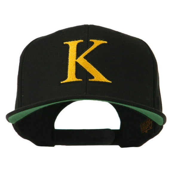 Greek Alphabet KAPPA Embroidered Flat Bill Cap - Black OSFM