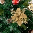 thumbnail image 5 of Ejiaya 12 Pieces 4" Glitter Christmas Flowers Gold Poinsettia Artificial Flower Christmas Tree Flowers Wreath Tree Ornaments, 5 of 7
