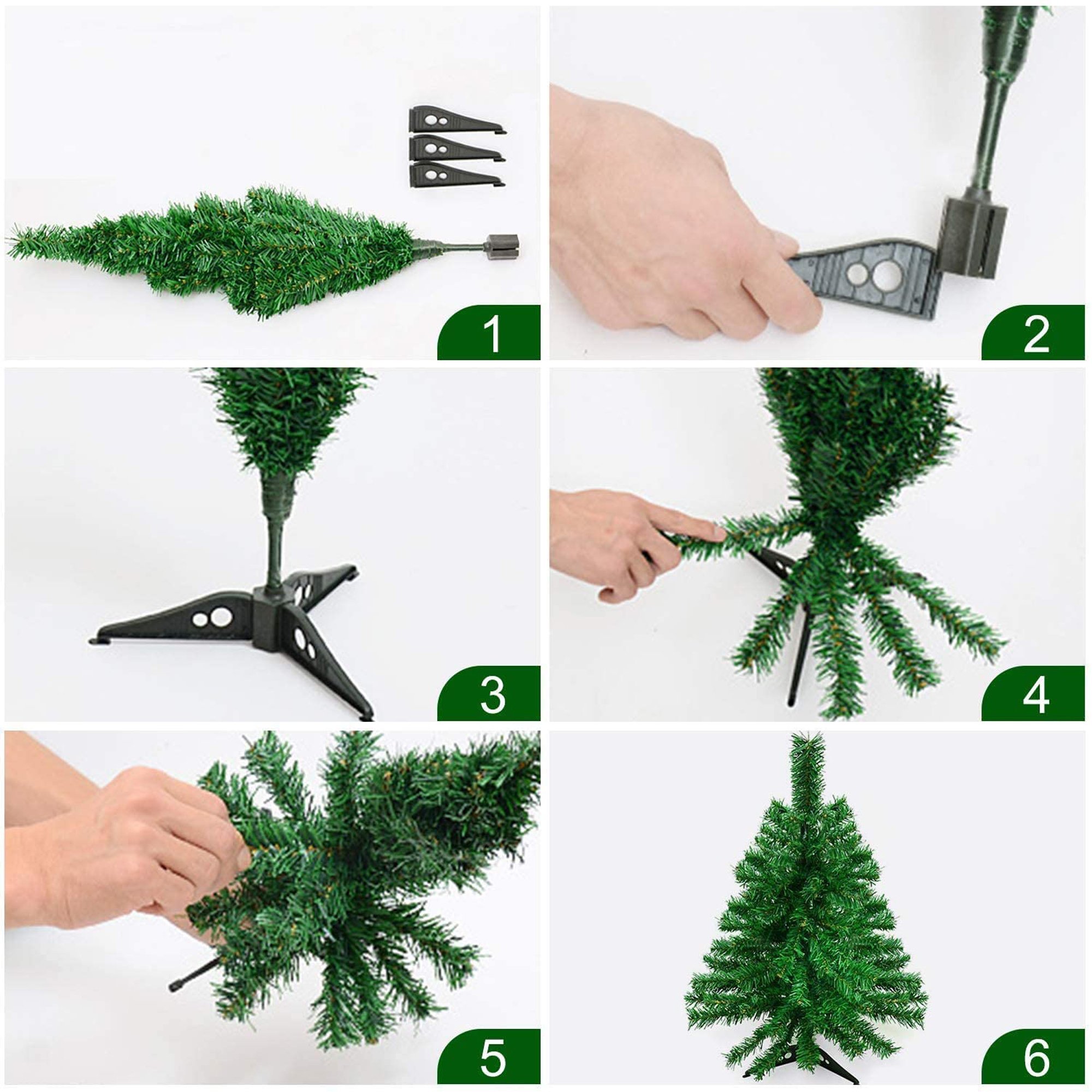 Wideskall 2 Feet Tabletop Artificial Mini Green Christmas Pine Tree with 30 Multi-Color LED Lights & Ornaments