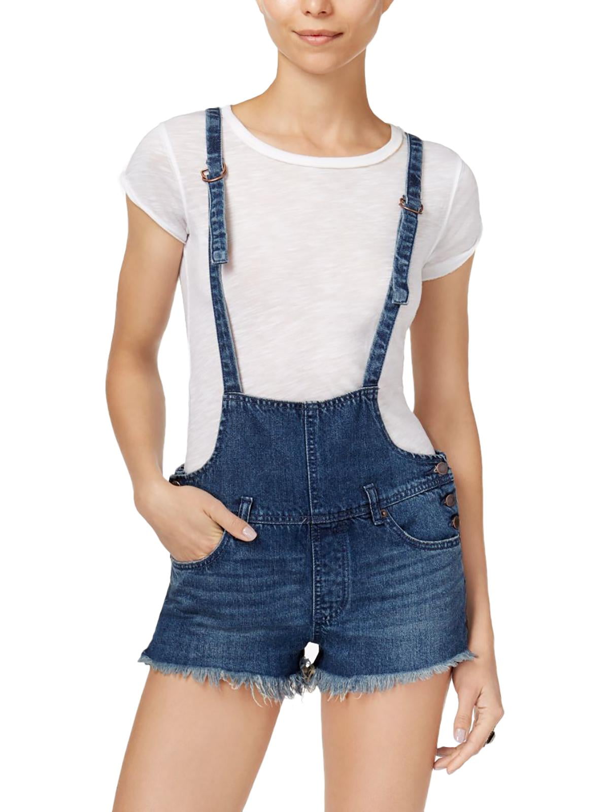 We the Free We The Free Womens Denim Frayed Hem Overalls Walmart