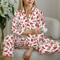thumbnail image 6 of Salouo Red Birds Pattern Women's Pajamas Set Long Sleeve Button Down Sleepwear Soft Pj Lounge Sets for women 2 Piece Pjs Set with Long Pants-X-Large, 6 of 7