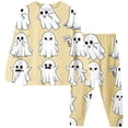 thumbnail image 2 of JCCXIN Toddler Girls Pajamas Halloween Sleepwear Long Sleeve Crew Neck Top And Pants 2 PC Sleep Set Ghost Graphic Soft Fall Winter Casual Daily Homewear Funny Nightwear,Yellow,5-6 Years, 2 of 4
