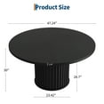 thumbnail image 2 of 47-Inch Black Round Dining Table for 4-6 People, Modern Fluted MDF + Metal Base Kitchen Table, Sturdy Circle Dining Room Furniture, 2 of 7