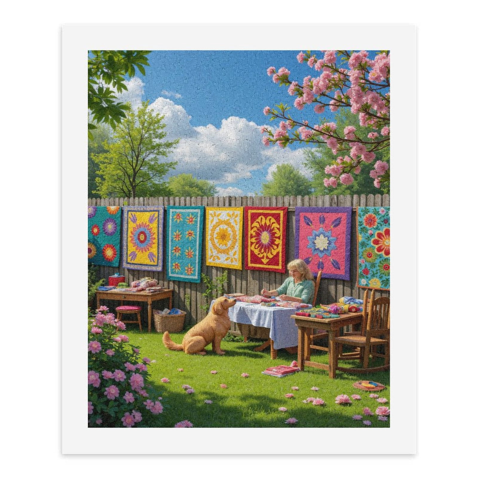 Paint By Numbers Kit for Adults Beginner - DIY Garden Quilting Spring Blossom Art Canvas Painting Kits for Adults, Frameless Paint By Number for Adults for Home Wall Decor 16x20 Inch