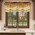 thumbnail image 6 of Coastal Yellow Curtain Valances for Windows, Kitchen Valance Window Treatments Panel 2 Pack, Ombre Ocean Wave Stripes Brown Beach Sand Rod Pocket Short Curtains for Bathroom Bedroom 60 x 18 Inch, 6 of 8