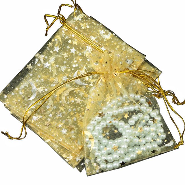 Chr. 100 bolsas de Organza con cordón de estrellas de luna con cordón para joyas pequeñas bolsas de regalo para boda, fiesta, día de san valentín huangjie unisex
