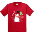 thumbnail image 3 of Inktastic Top Hat Snowman with Christmas Tree and Candy Cane Youth T-Shirt, 3 of 5