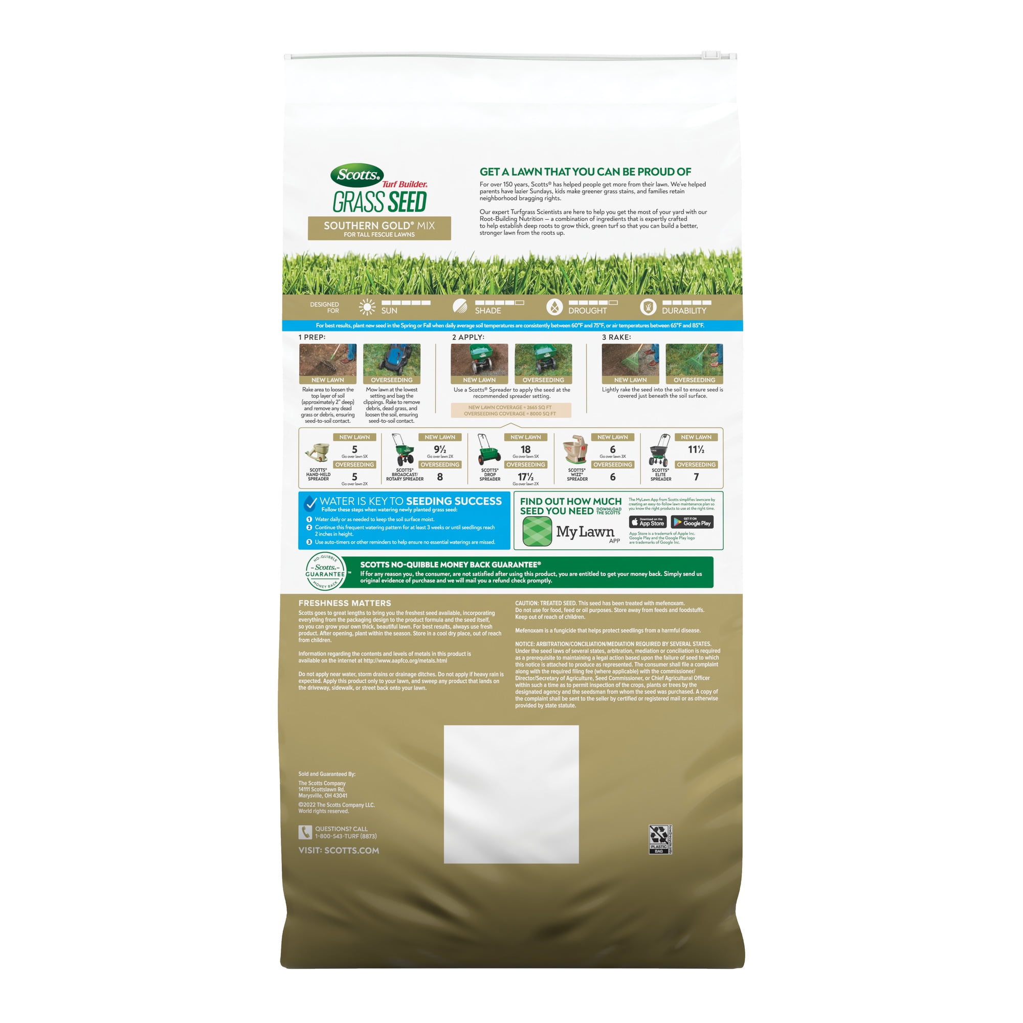 Scotts Turf Builder Grass Seed Southern Gold for Tall Fescue, 32 lb.