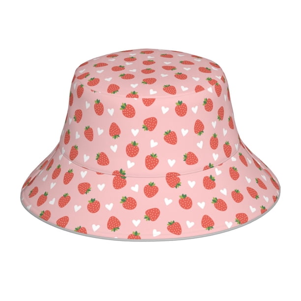 Fotbe Strawberry Sombrero Tipo Pescador con Estampado – Sombrero de Sol de Algodón de Moda para Playa, Golf, Pesca