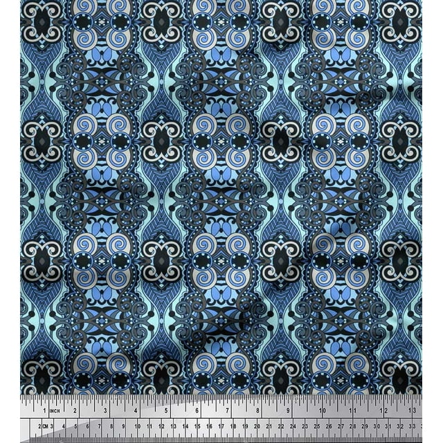 Soimoi Modal Satin Fabric Paisley Ethnic Print Fabric by The Yard 42 Inch Wide