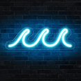 thumbnail image 1 of Letrero de neón ondulado en dormitorio, letrero de neón LED azul hielo con decoración de pared, luz nocturna USB con regulador de intensidad e interruptor, decoración tropical en sala de estar, bar, TUNC Sencillez, 1 of 4