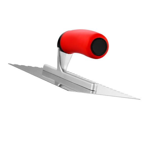 KFFKFF Stainless Steel Notched Tile and Flooring Trowel, 10.9 x 4.4 in Professional Drywall Tool with Ergonomic Rubber Handle, Ideal for Applying, Spreading, Smoothing, and Polishing