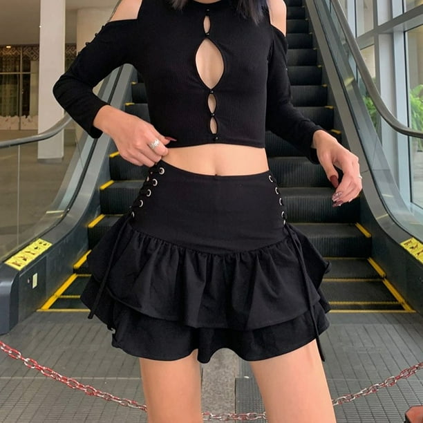 High Waist Lace Plaid Pleated Gothic Mini Skirt Sexy Mall Goth