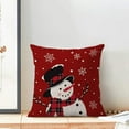 thumbnail image 3 of Snowman Christmas Pillow Covers 20x20 Inch Set of 2, Red Background White Snow Snowman Decorative Throw Pillows Farmhouse Linen Xmas Winter Holiday Cushion Case for Sofa Couch Outdoor Decor, 3 of 6