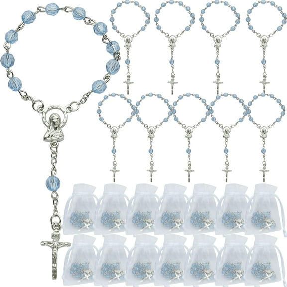 Acrylic Mini Rosary Favor for Boy Blue (24 PCS) - Baptism Communion Recuerditos De Bautismo Christening, Decenarios,