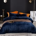 thumbnail image 3 of 3 Piece Winter Warm Navy blue Comforter Cover Crystal Flannel Bedding Sets Velvet Queen Duvet Cover Set, 3 of 3