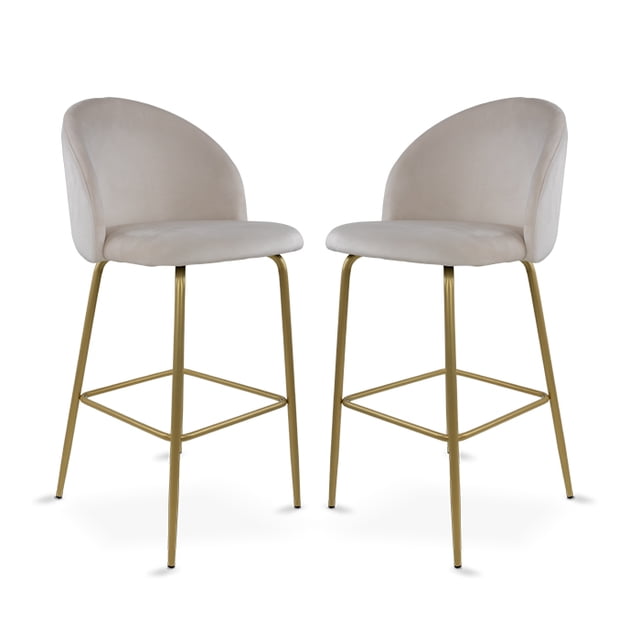 Sillas Altas Zurich Mirel Banco Desayunador Tapizado 2 Piezas Beige