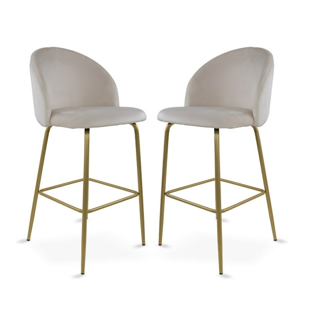 Sillas Altas Zurich Mirel Banco Desayunador Tapizado 2 Piezas Beige