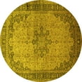 thumbnail image 1 of Ahgly Company Machine Washable Indoor Round Persian Yellow Traditional Area Rugs, 5' Round, 1 of 4