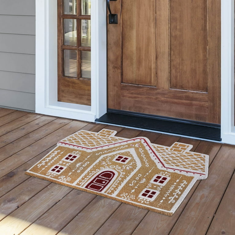 My Texas House Red Gingerbread Coir Holiday Outdoor Doormat, 30