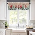 thumbnail image 3 of Gnome Christmas Kitchen Curtains and Valances Set, Winter Snowflakes Brown Wood Grain Xmas Tree Rod Pocket Window Valance Window Curtain Panels for Living Room Bedroom Laundry, 27.5x24in, 3 Pieces, 3 of 7