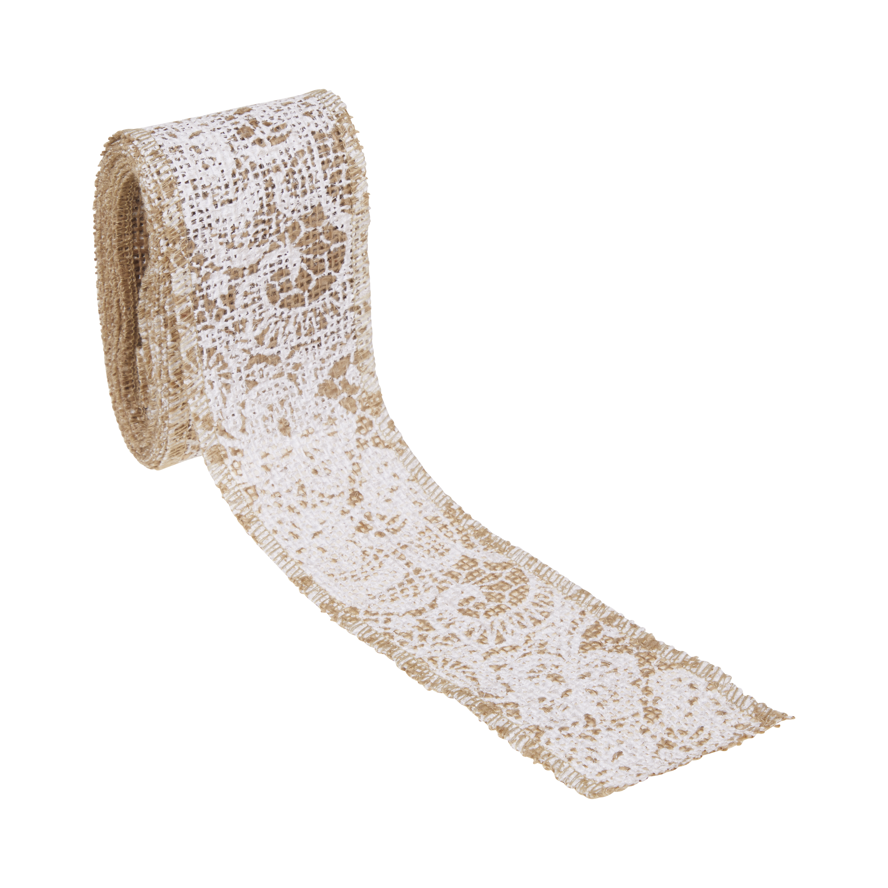 (1 pack) Love, Laugh, Craft Natural Burlap Ribbon, 2.5"W x 3-Yds, Multi-color
