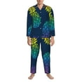 thumbnail image 4 of Kll Retro Bright Pineapple Sleepwear Mens Flannel Pajamas,Long Cotton Pj Set, 4 of 9