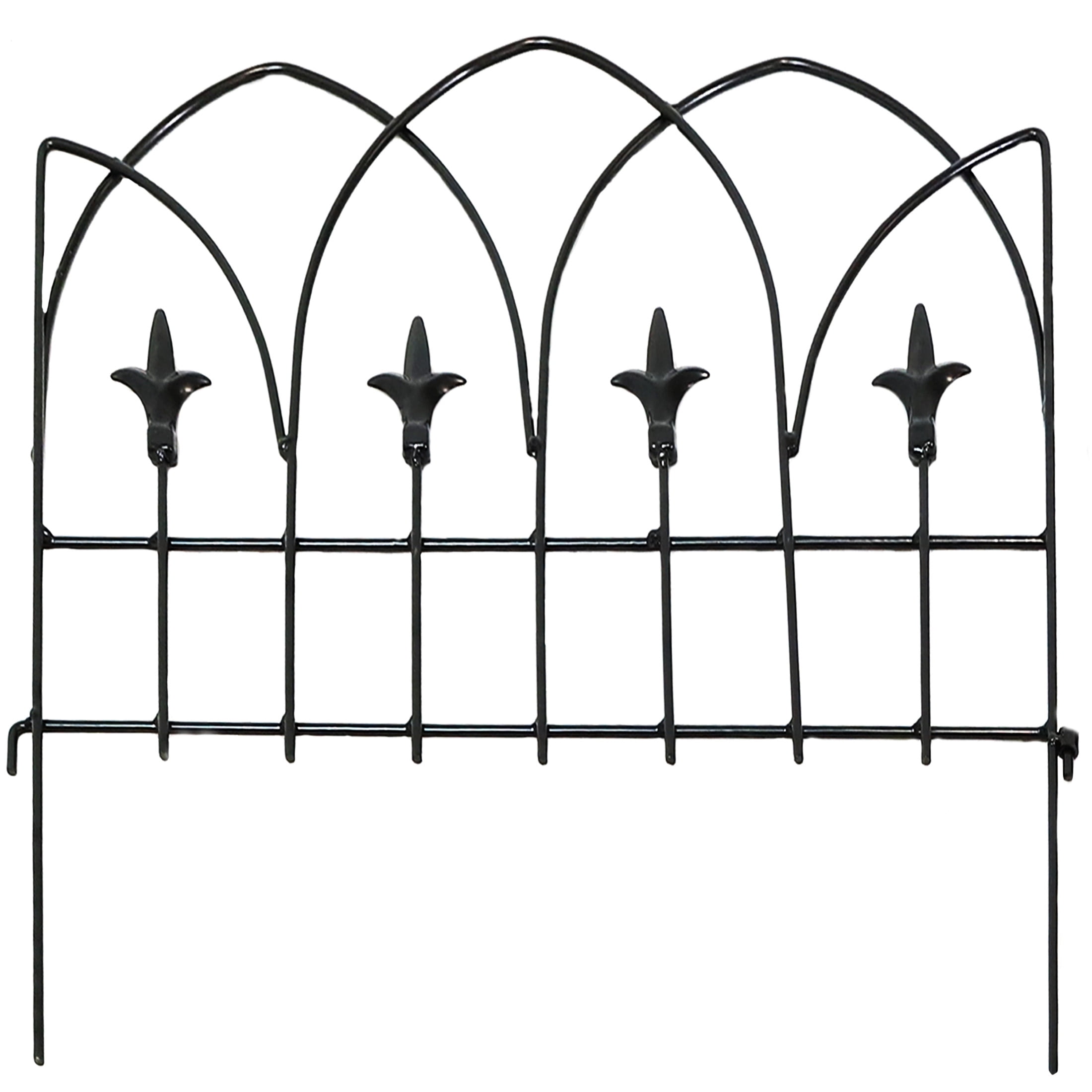 Sunnydaze Bayonne 19" x 19" Black Steel Decorative Garden Fence Panels (5 Count)