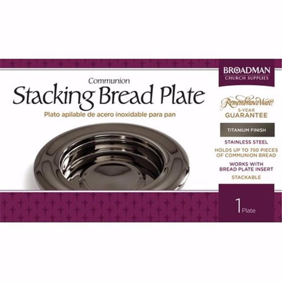 B & H Publishing Group 175788 Communion - RemembranceWare Titanium Stacking Bread Plate, Stainless Steel