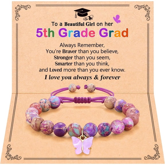 Ladies Natural Stone Beautiful Butterfly Bracelet Graduation Back to School Gift for Daughter Granddaughter