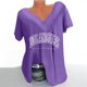 thumbnail image 2 of Blusas de Manga Corta para las Mujeres con Cuello en V Impreso Suéter Casual Top, Blusas para las Mujeres Casual, 2 of 4