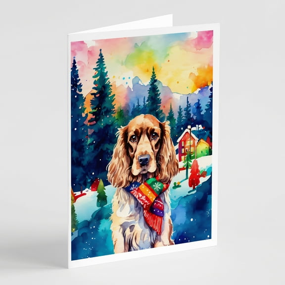 English Cocker Spaniel Christmas Greeting Cards Pack of 8 7 in x 5 in