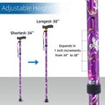 thumbnail image 5 of ROGTZ Folding Walking Cane, 5-Level Height Adjustable Walking Stick for Men & Women with Comfortable Plastic T-Handle Portable Walking Stick, Purple Floral Printing, 5 of 5