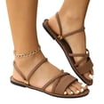 thumbnail image 4 of Xdegoge Women's Flat Sandals Ankle Strap Gladiator Criss Cross Open Toe Summer Slide Shoes Casual Daily Walking Beach Vacation Cozy Footwear, 4 of 9