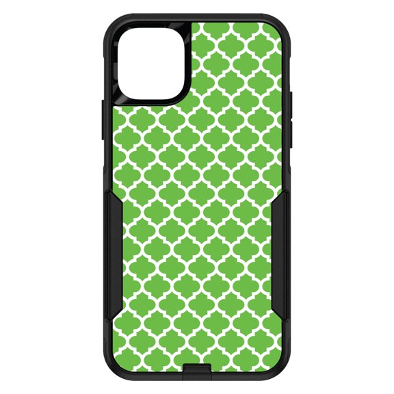 DistinctInk Custom SKIN / DECAL compatible with OtterBox Commuter for iPhone 11 (6.1" Screen) - Green White Moroccan Lattice