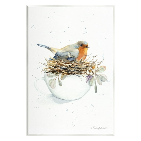 Stupell Industries Bird in Coffee Mug Nest Animals & Insects Painting Unframed Art Print Wall Art, 10 x 15